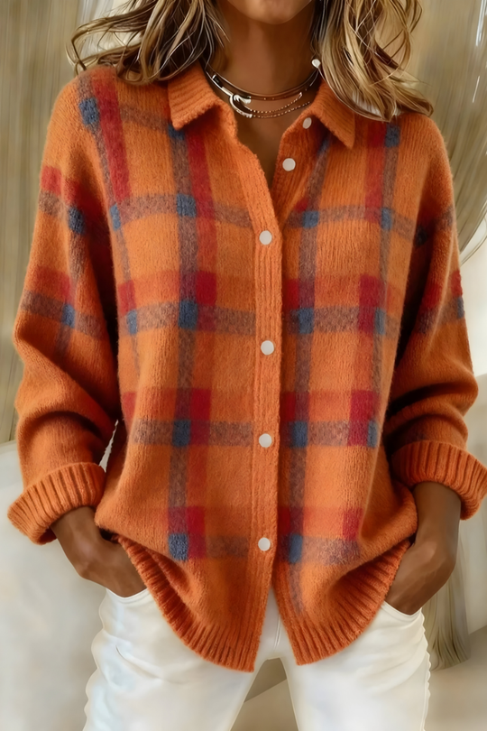Anna™ | Jemně pletený cardigan s kostkovaným vzorem