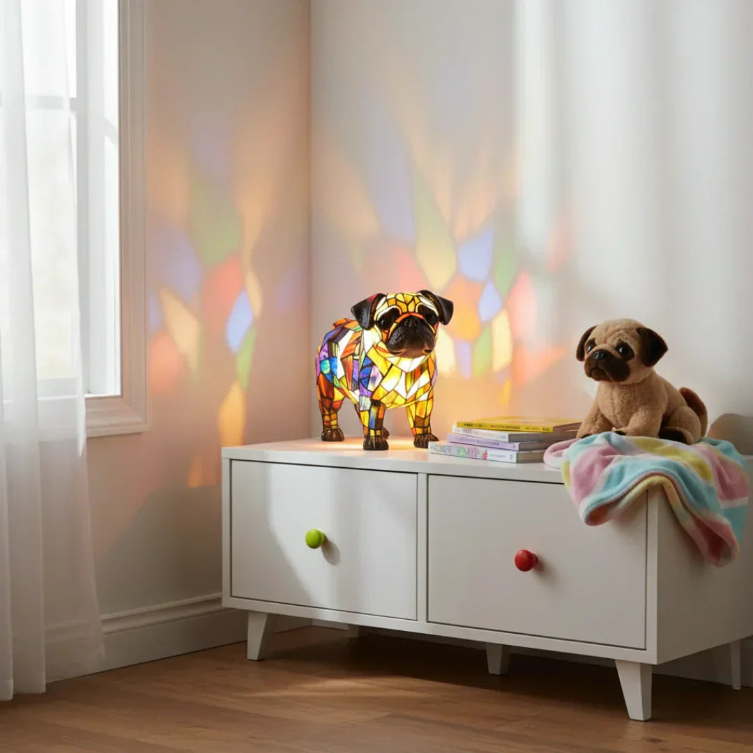 Mopslík - Lampa ve Vitráži