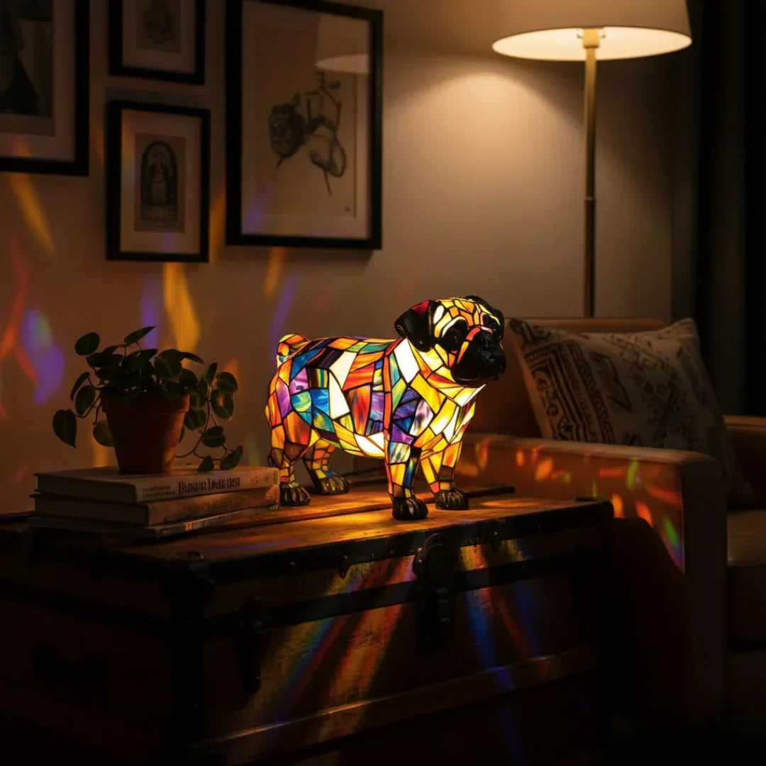 Mopslík - Lampa ve Vitráži