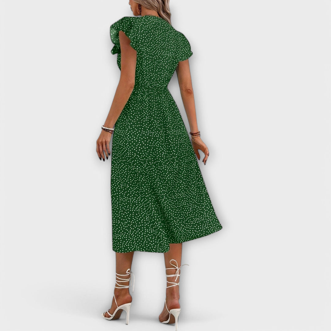 Elegantní Midi Šaty s Puntíky