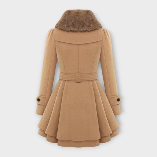 Emma - Elegantní kabát s umělým kožešinovým límcem