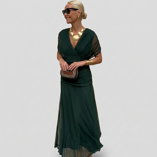 Natálie | Elegantní slavnostní maxi šaty s výstřihem do V